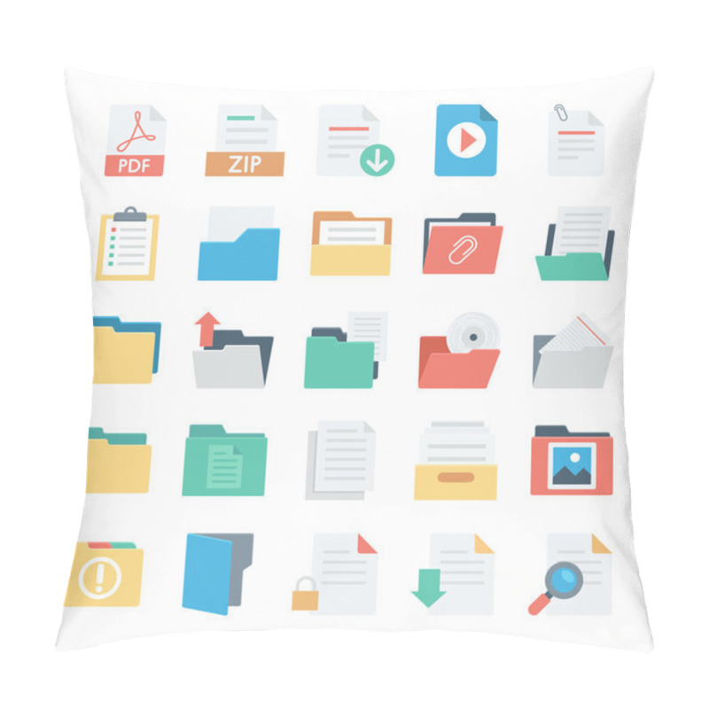 Personality  Files And Folders Vector Icons 3 Pillow Covers