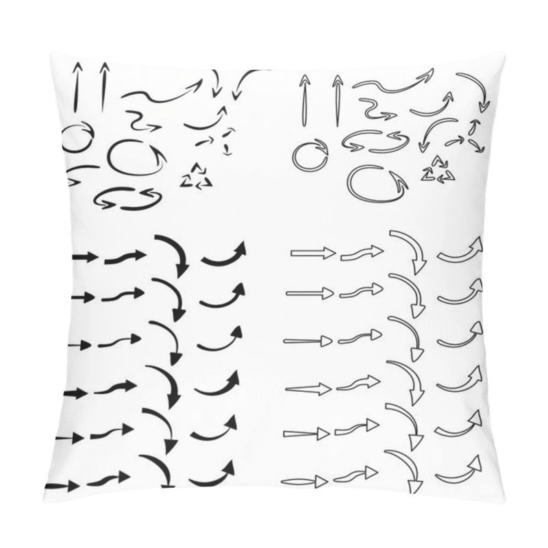 Personality  Arrows Set, Hand Drawn Arrows Set, Sketched Style Pillow Covers