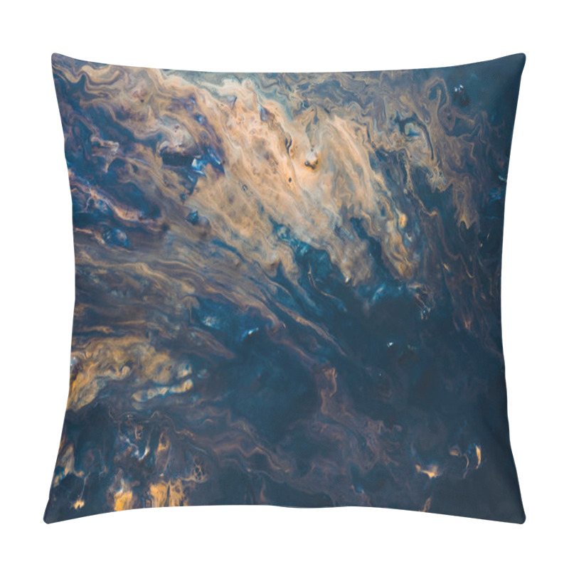 Personality  Abstract Yellow Blue Paint Marbling Art Background Pillow Covers