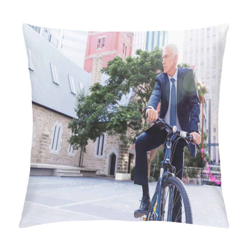 Personality  Successful Businessman Riding Bicycle Pillow Covers