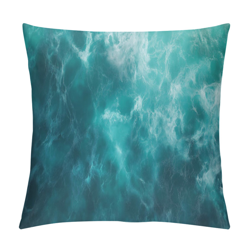 Personality  Turbulent, Frothy Teal Ocean Waves Create A Powerful, Mesmerizing Scene. Pillow Covers