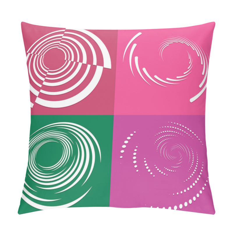 Personality  Set Of White Helical, Spiraling, Curl And Curly Shapes. Spiral, Twirl, Swirl Illustration. Twine Design Elements Over Single-color, Monochrome Background, Backdrop. Helix, Volute Set Pillow Covers