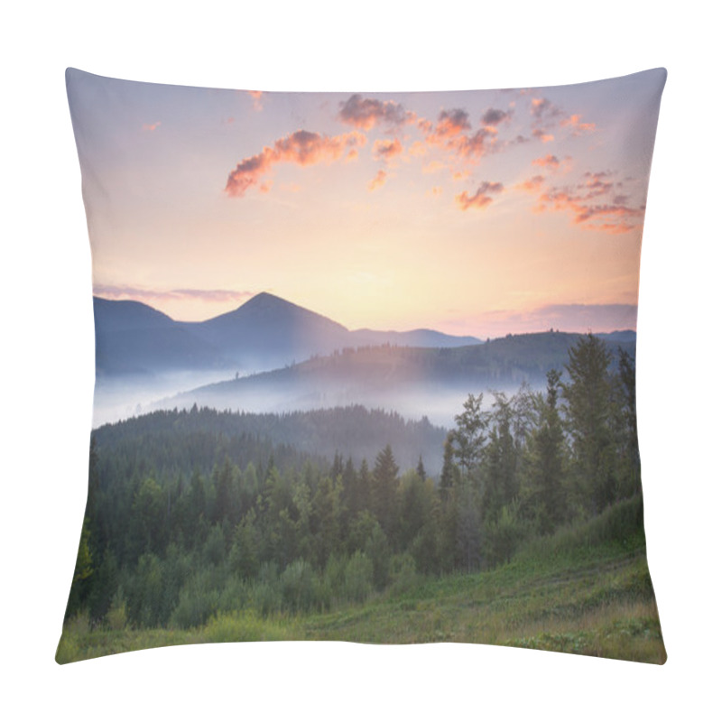 Personality  Stunning Sunrise Mountain Landscape With Beautiful Fog And Cloud Pillow Covers