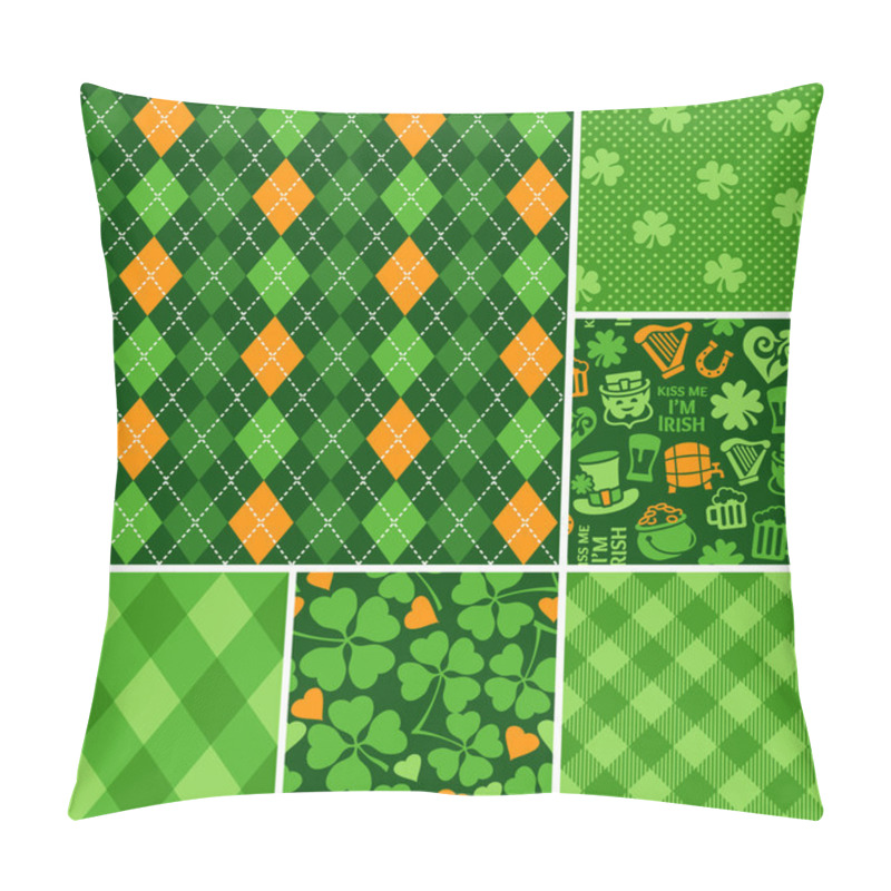 Personality  Set Of St. Patrick's Day Seamless Patterns Pillow Covers