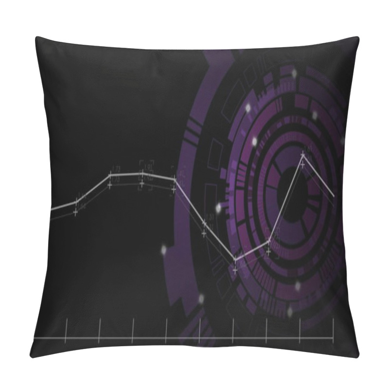 Personality  Line Graph With Data Points Over Abstract Purple And Black Circular Image. Analytics, Statistics, Visualization, Chart, Trends, Infographic Pillow Covers