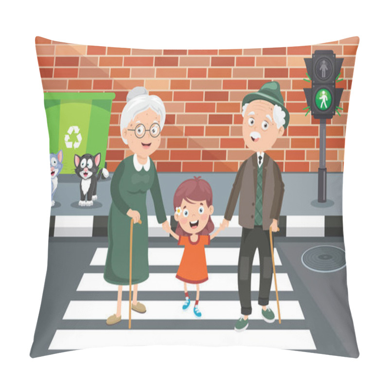 Personality  Traffic Concept With Funny Characters Pillow Covers