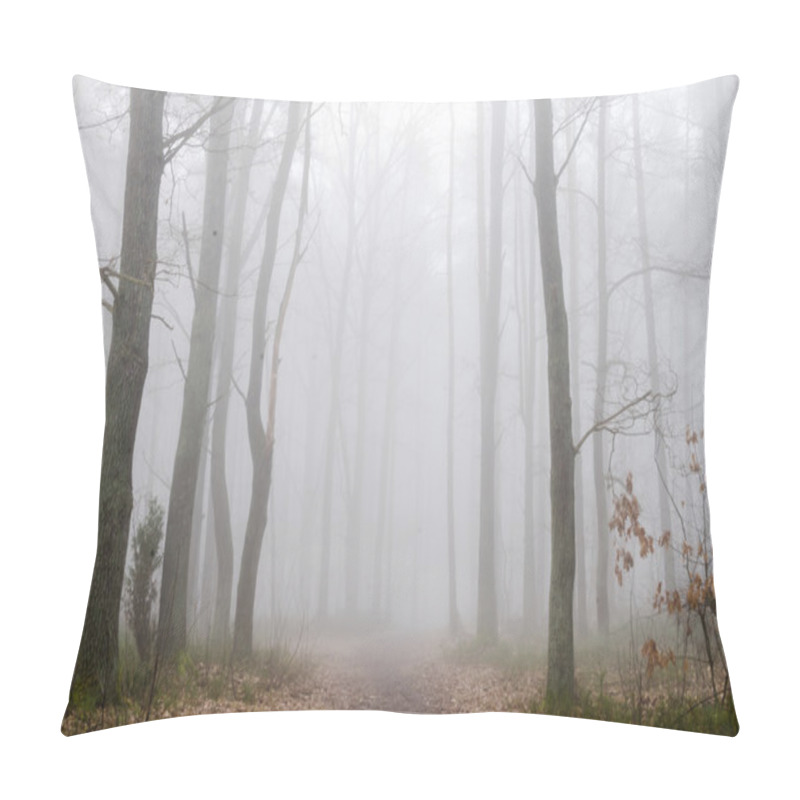 Personality  Forest Road In Fog  Pillow Covers