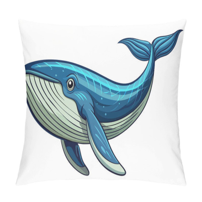 Personality  Blue Whale Isolated On White Background. Concept Of Ocean Animal Illustration, Marine Life, Underwater, Kids Art. Print, Icon, Logo, Digital Art, Element For Design. Pillow Covers