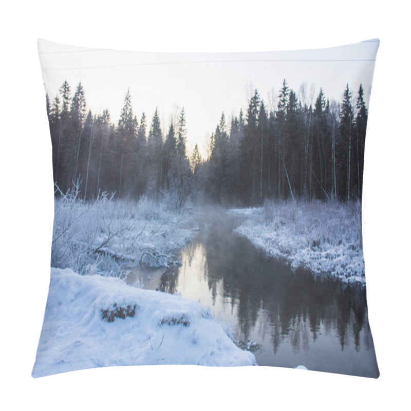 Personality  Winter Park Landscape With A River. Russian Landscapes. Winter Season, Cold Season. Snow Picture Pillow Covers