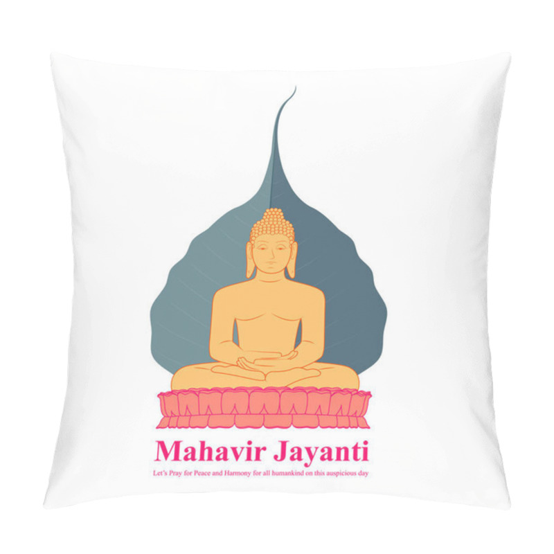 Personality  Vector Illustration Of Mahavir Jayanti Wishes Banner Pillow Covers