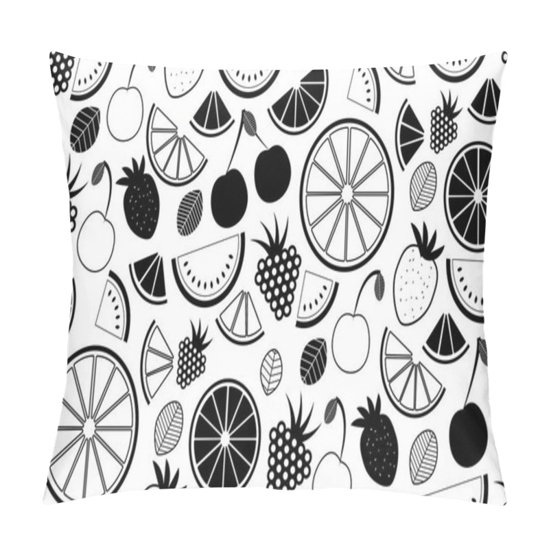 Personality  Monochromatic Vector Summer Seamless Pattern With Fruits Illustration Pillow Covers