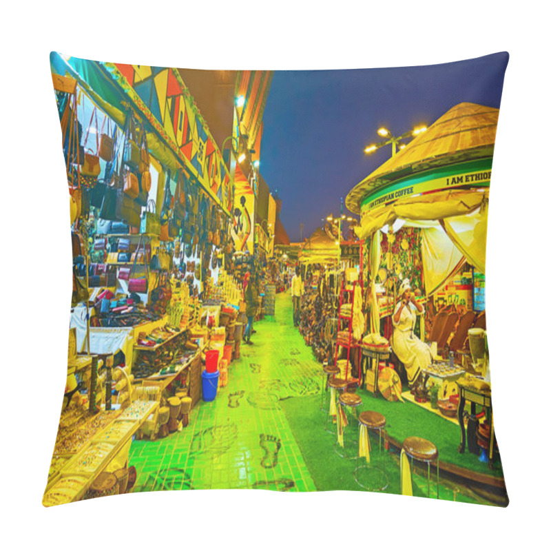 Personality  DUBAI, UAE - MARCH 5, 2020: Visit Africa Pavilion Of Global Village Dubai And Choose Traditional Wooden, Leather, Stone Or Clay Handmade Souvenirs, Drink Ethiopian Coffee Or Kenyan Tea, On March 5 In Dubai Pillow Covers