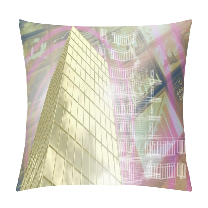 Personality  Digital Composite Of House With Financial Economic Background Pillow Covers