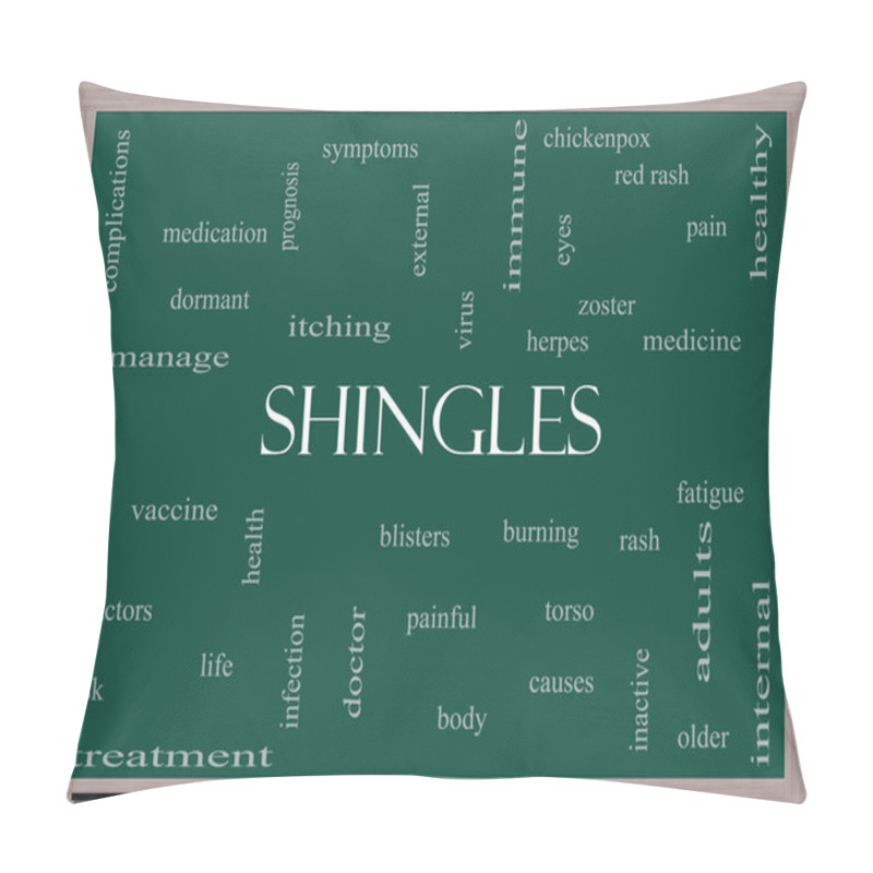 Personality  Shingles Word Cloud Concept On A Blackboard Pillow Covers