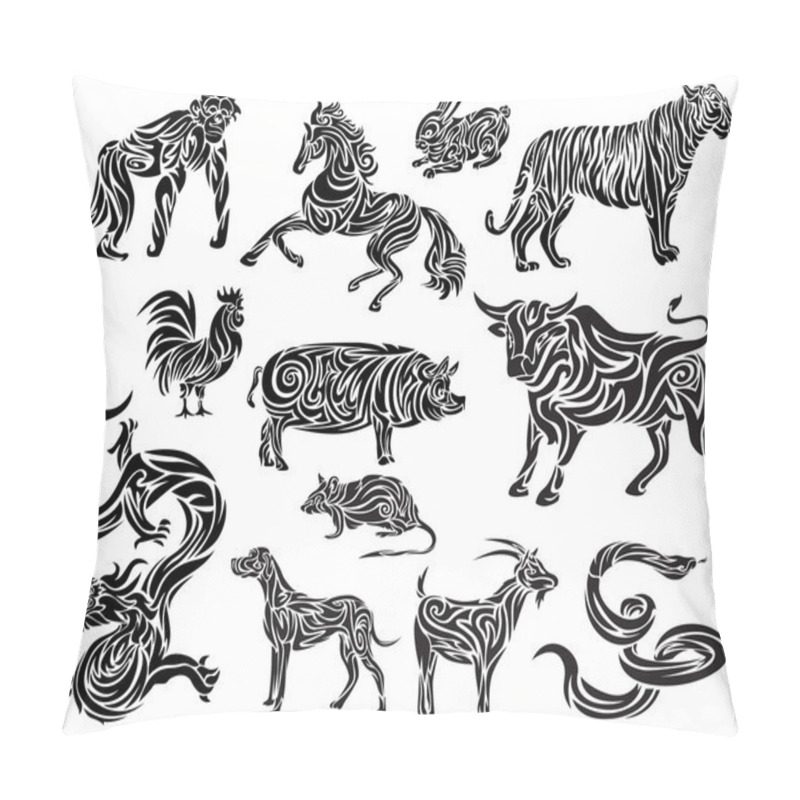 Personality  Stylizaed Chinese Zodiac Pillow Covers