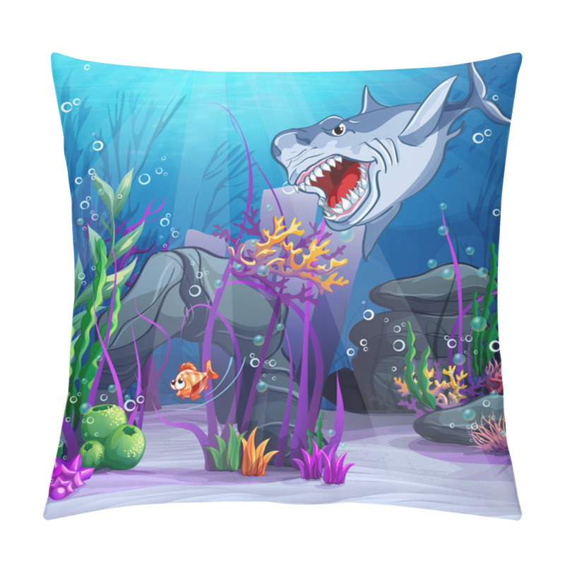 Personality  Underwater World And The Evil Shark Pillow Covers