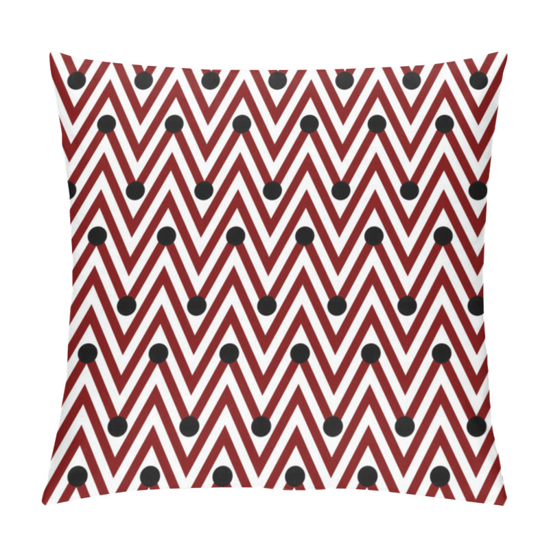 Personality  Red And White Horizontal Chevron Striped With Polka Dots Backgro Pillow Covers