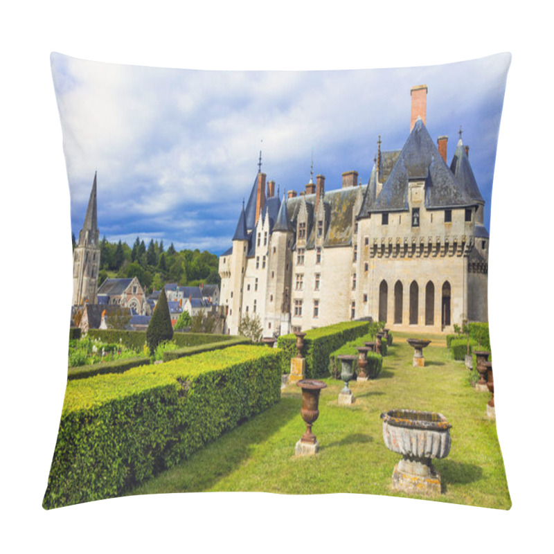 Personality  Famous Castles Of Loire Valley - Impressive Langeais With Beautiful Park,France. Pillow Covers