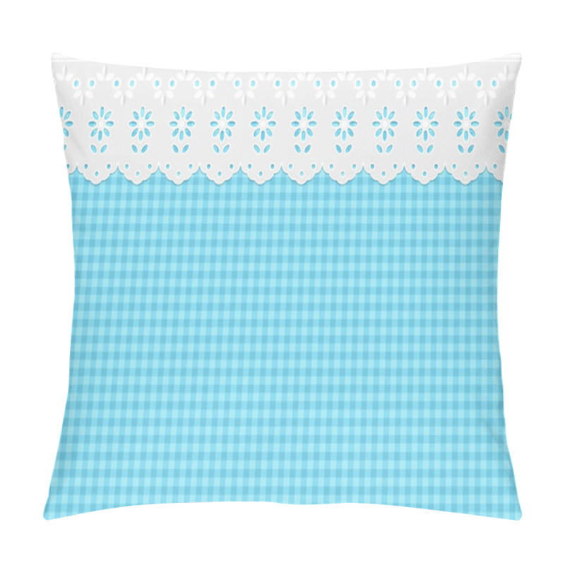 Personality  Openwork Embroidery On Checkered Blue Pattern Background Pillow Covers