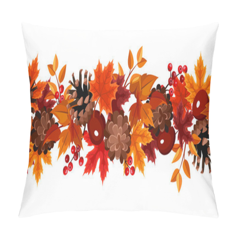 Personality  Horizontal Seamless Background With Autumn Leaves. Vector Illustration. Pillow Covers