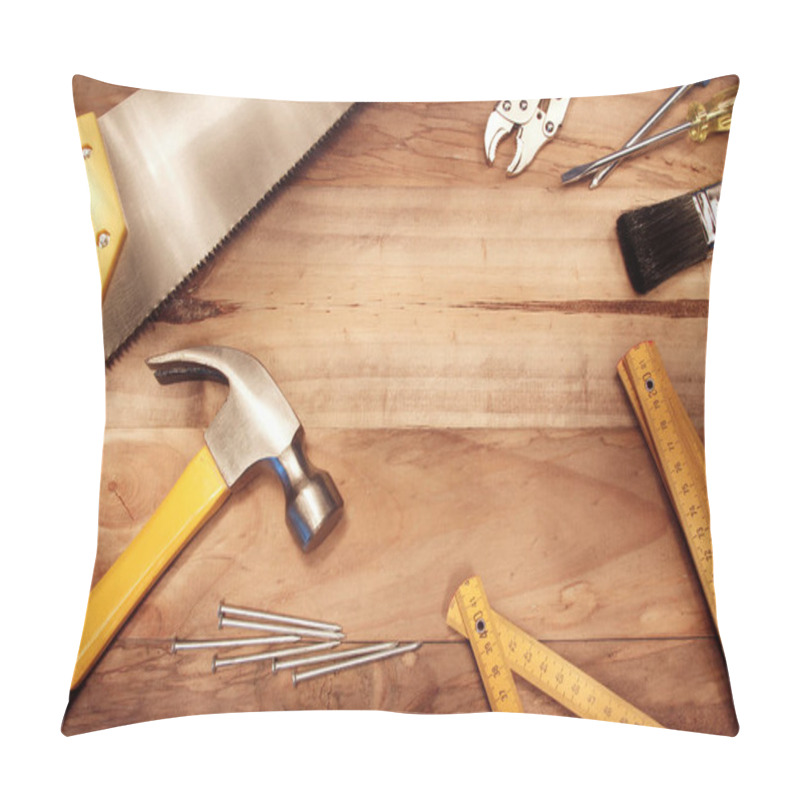 Personality  Assorted Work Tools On Wood Pillow Covers