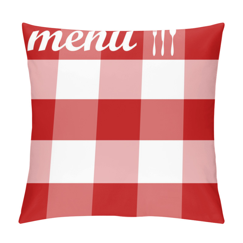 Personality  Menu Design. Cutlery On Red Tablecloth Pillow Covers