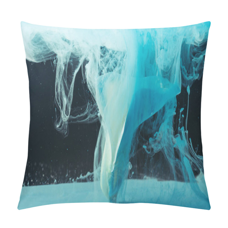 Personality  Close-up View Of Beautiful Tender Calla Lily Flower And Light Blue Paint On Black  Pillow Covers