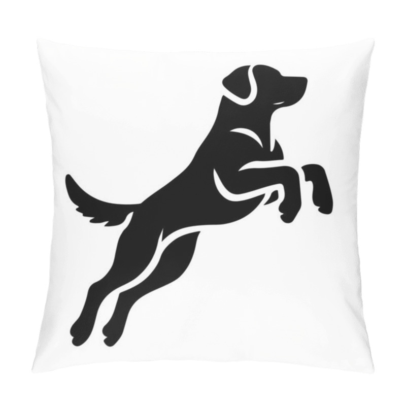 Personality  Silhouette Of  A Labrador Retriever In A Striking Pose, Such As Leaping Mid-air Attentively Pillow Covers