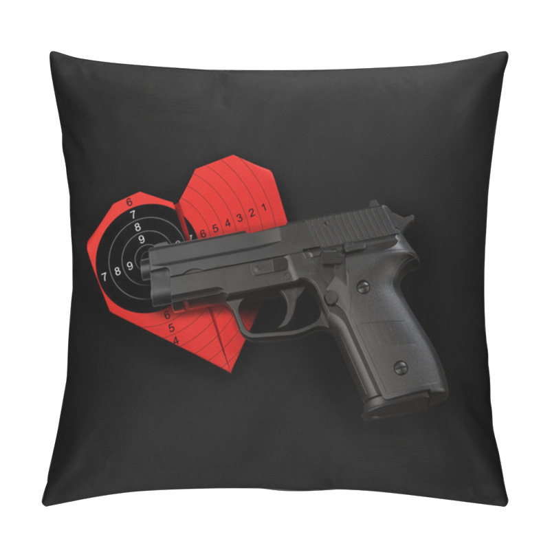 Personality  Black Gun Red Heart Target Pillow Covers