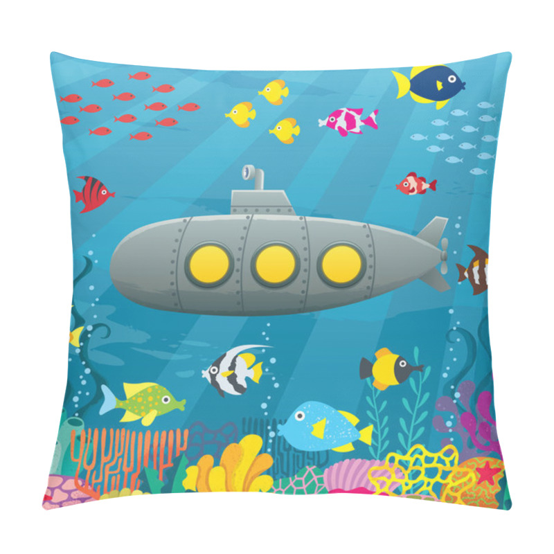 Personality  Submarine Cartoon Background Pillow Covers