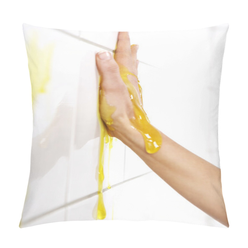 Personality  Hand In Yellow Slime Pillow Covers