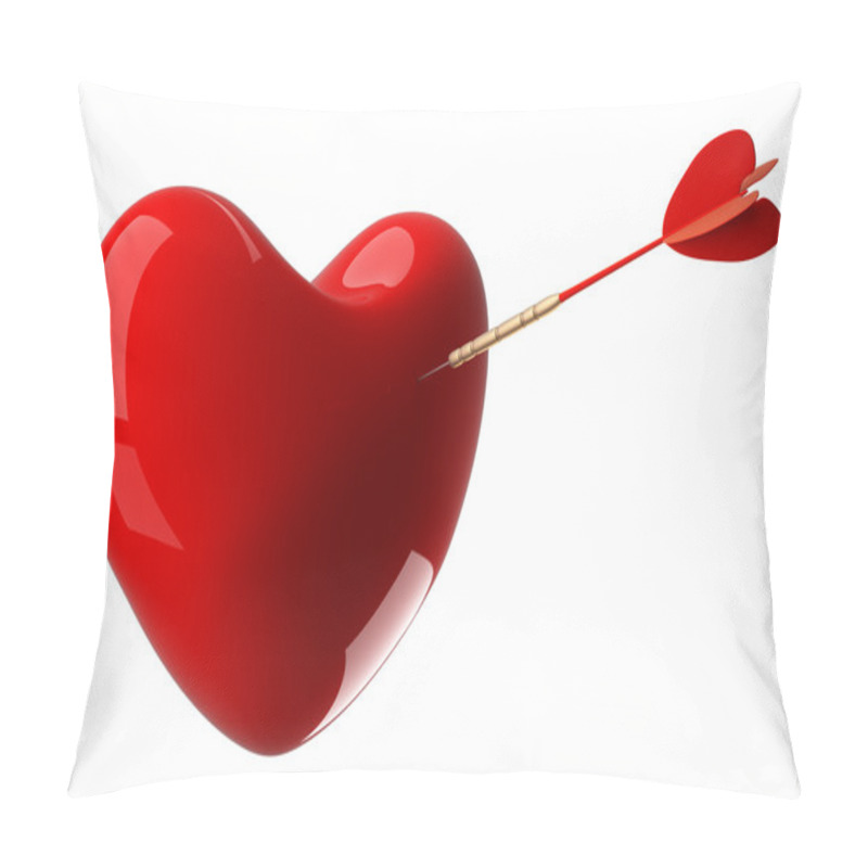 Personality  Heart Pierced By An Arrow. 3D Image. Pillow Covers