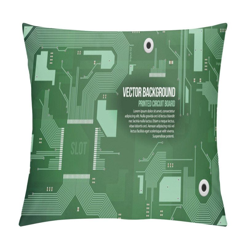 Personality  Printed Circuit Board Vector Background Green EPS10 Pillow Covers