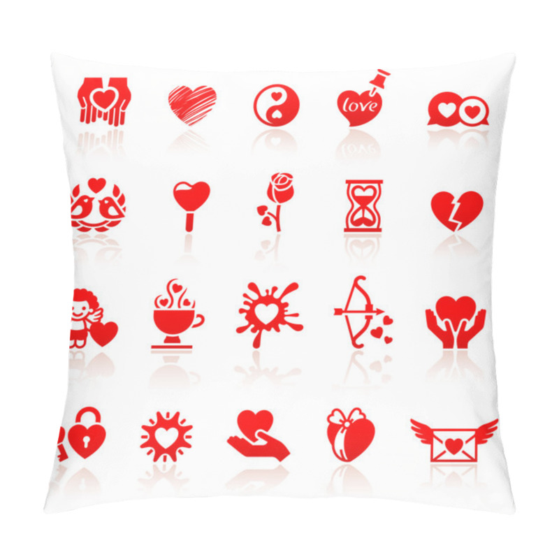 Personality  Set Valentine's Day Red Icons, Love Romantic Symbols Pillow Covers