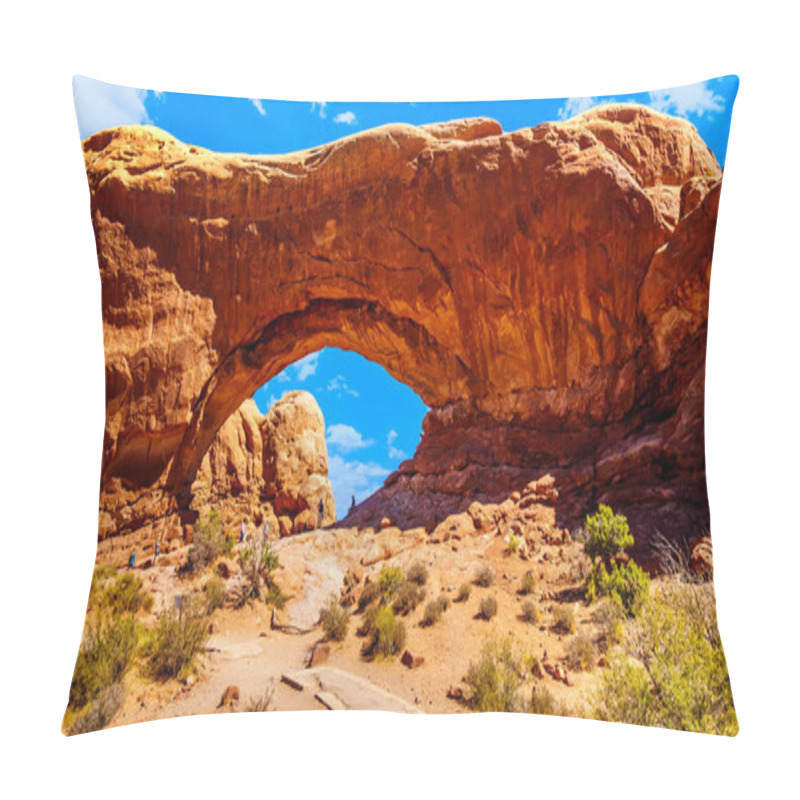 Personality  The North Window Arch, One Of The Many Large Sandstone Arches In Arches National Park Utah, United States Pillow Covers