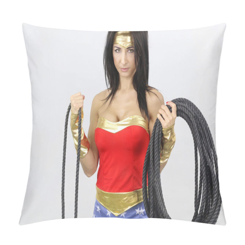 Personality  Sexy Woman Dressed As A Super Hero Pillow Covers