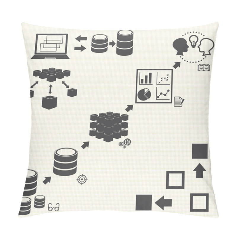 Personality  Big Data Icons Set, Data Minning Concept Pillow Covers