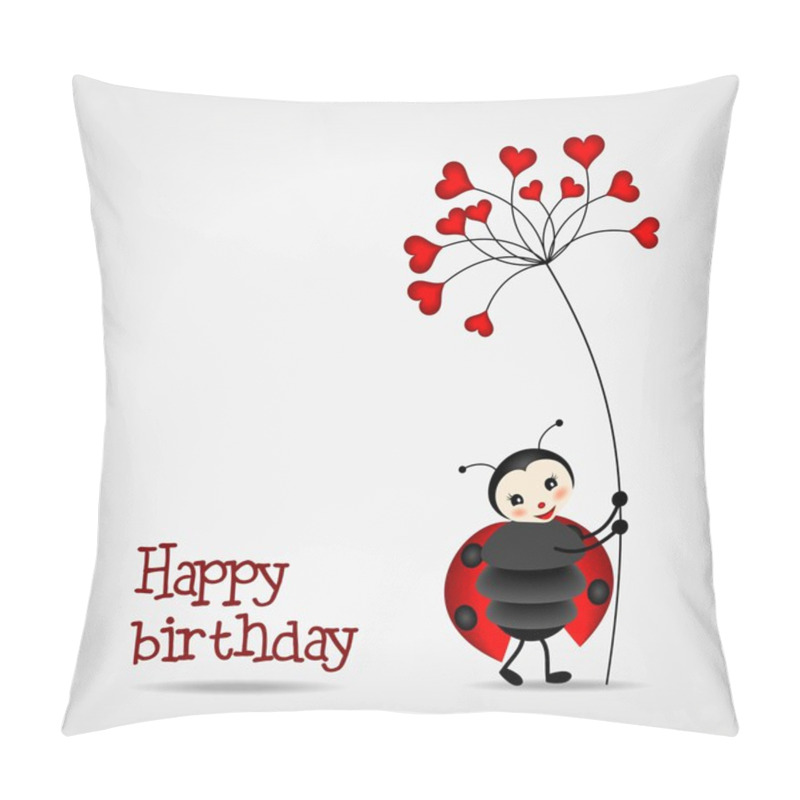 Personality  Ladybug With Flower - Birthday Card Pillow Covers