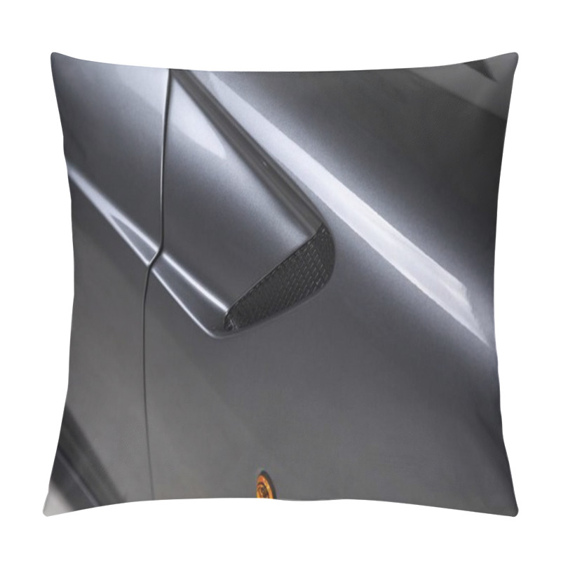 Personality  A Closeup Shot Of The Exterior Details Of A Modern Black Car Pillow Covers