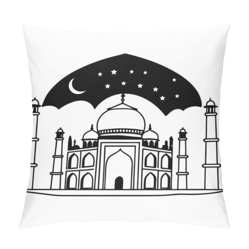 Personality  A Graceful Silhouette Of The Taj Mahal, Symbolizing Love And Architectural Brilliance. Perfect For Cultural, Historical, And Travel-themed Projects. Pillow Covers