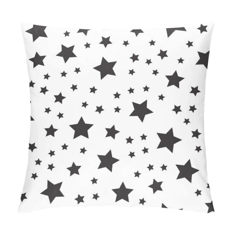 Personality  Seamless Abstract Pattern With Black Stars Of Different Size On White Background. Vector Pillow Covers