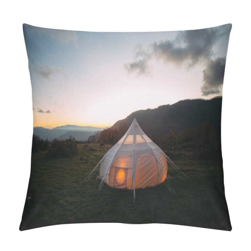 Personality  Glamping Camping Tent In Luxury Nature Setting Pillow Covers