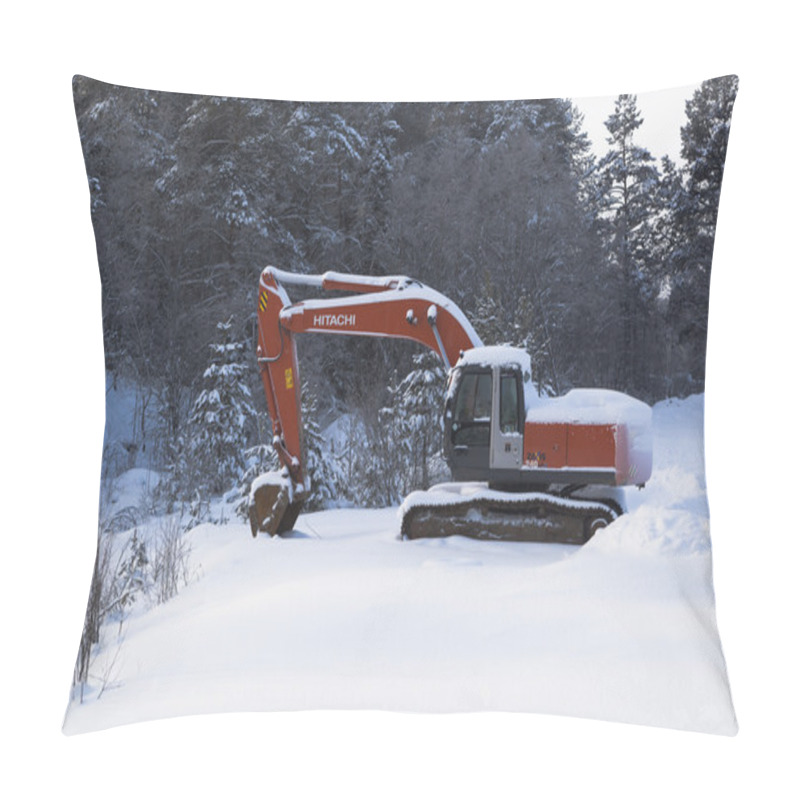 Personality  Frozen Excavator Near The Forest Road Pillow Covers