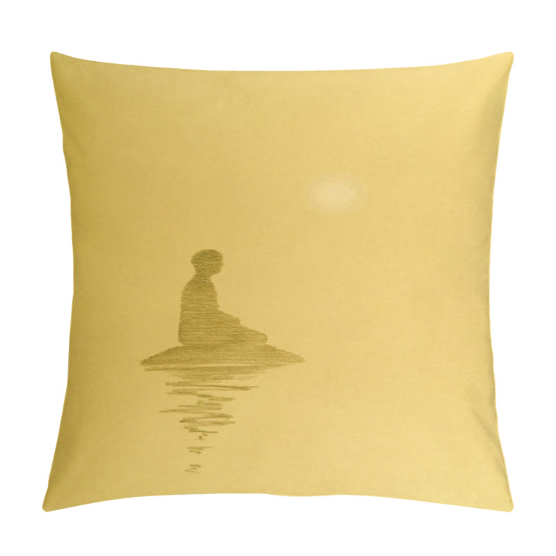 Personality  Monk Meditating On A Rock Pillow Covers