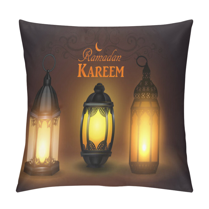 Personality  Mosque Silhouette In Sunset Sky And Abstract Light For Ramadan Of Islam Pillow Covers