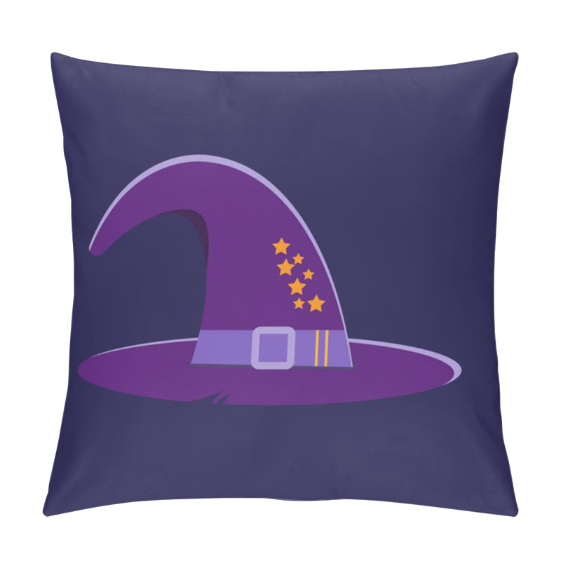 Personality  A Purple Wizard Hat With A Purple Brim And Orange Stars On It Pillow Covers