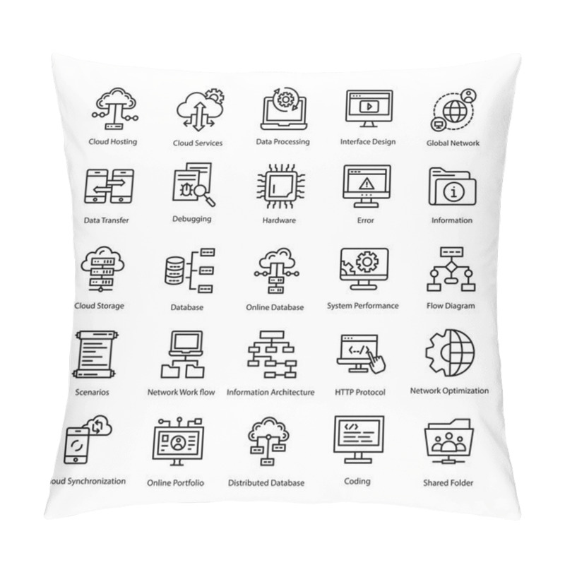 Personality  Programming Line Icons Set  Pillow Covers