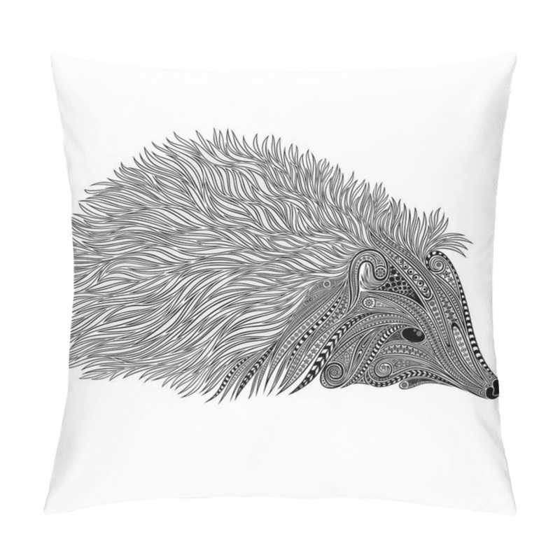 Personality  Silhouette Of A Vector Hedgehog Of Beautiful Patterns Pillow Covers