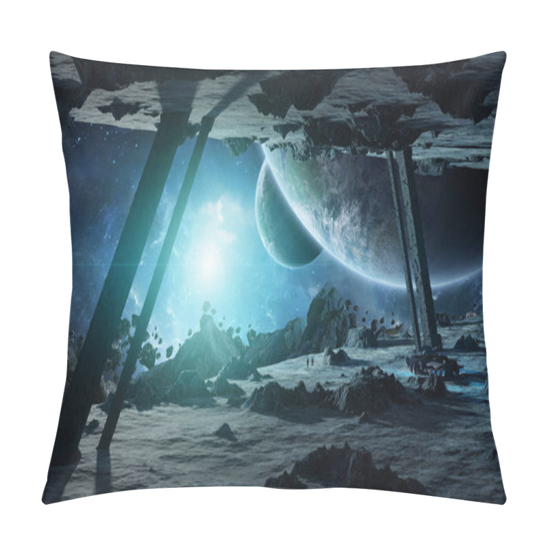 Personality  Astronauts Exploring An Asteroid Spaceship 3D Rendering Elements Pillow Covers