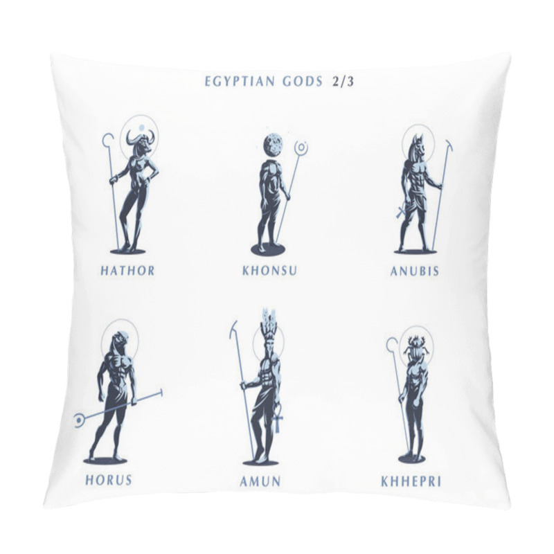 Personality  Egyptian Gods. Set  Of Vector Emblems. Pillow Covers